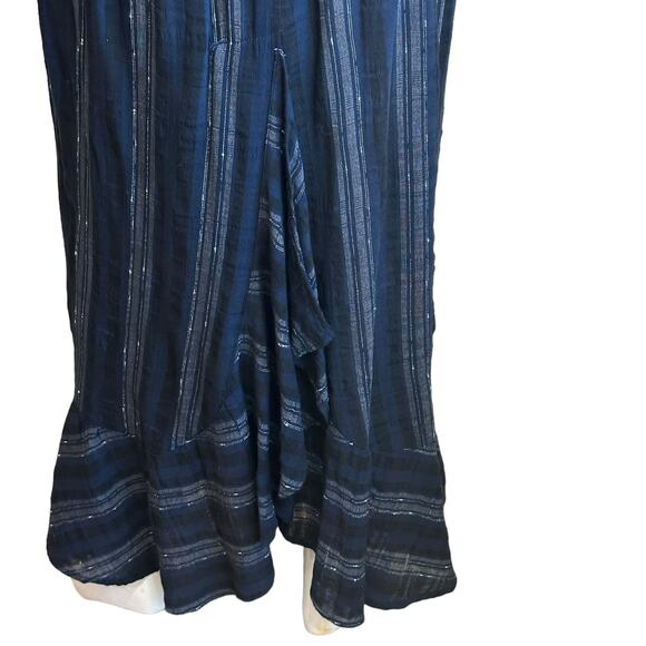 Bryan Emerson Blue & Black Lightweight Wool Blend Modest Maxi Skirt One Size S-L - Picture 3 of 11